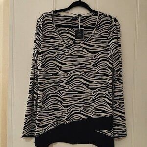 Kaari Blue Zebra Print Top NWT -- Size L